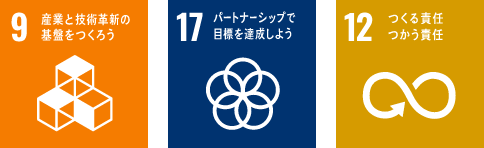 9:産業と技術革新の基盤をつくろう 17:パートナーシップで目標を達成しよう 12:つくる責任つかう責任